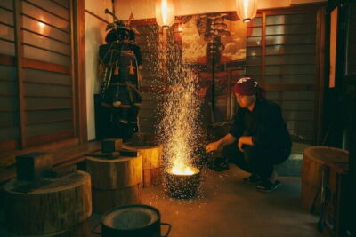 Authentic knife making experience at a blacksmith in Kyoto - Forging 101: Heating Steel Until It Glows Red-Hot