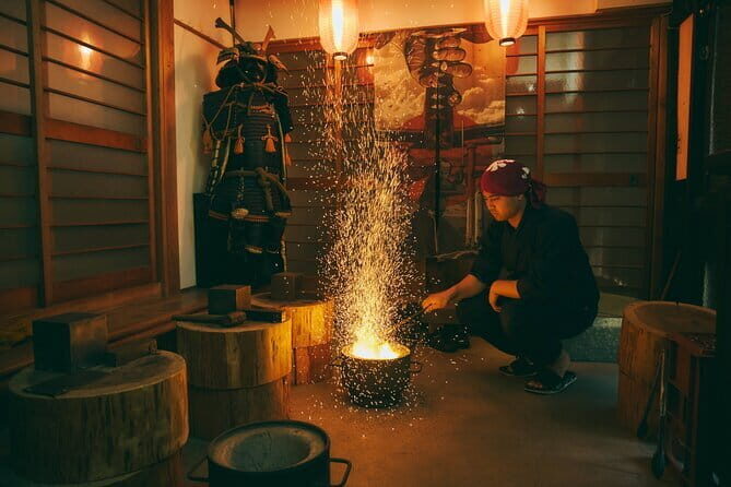 Authentic knife making experience at a blacksmith in Kyoto - Forging 101: Heating Steel Until It Glows Red-Hot