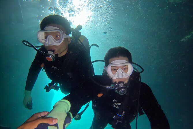 Boat entry diving at the Blue Cave in Onna Village, Okinawa! - The Boat Ride and Cave Entry: What You’re Really Paying For