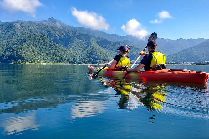 Early Morning Kayaking With Views of Mt Fuji at Lake Kawaguchiko - The guided kayak portion: mist, birds, and Mt Fuji front and center