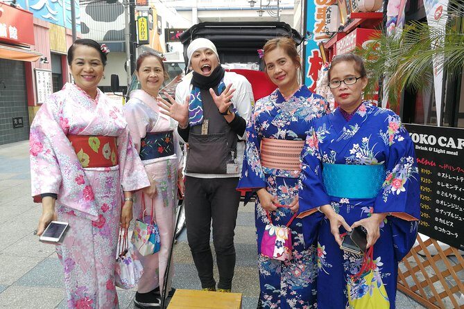 Exiting Rickshaw ride and Kimono experience - Tsutenkaku drop-off: starting your Shinsekai walk right away