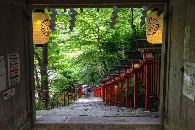 Hike and explore the Kurama and Kibune ancient Paths - Kifune-jinja Shrine finale: water worship, red lantern steps, and omikuji on water