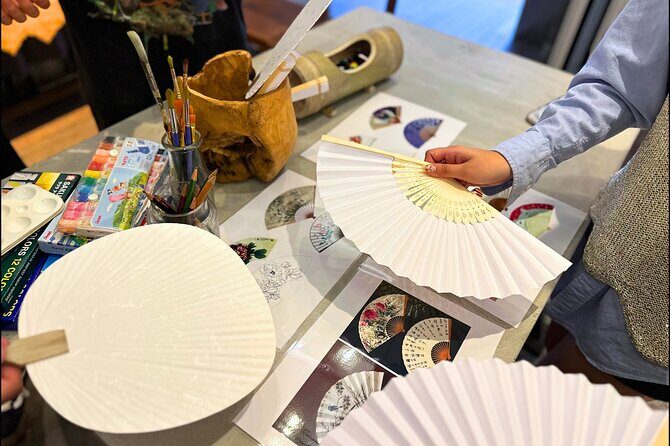 Japanese Fan Painting Workshop ~ in a Tokyo Flower Shop - A Small Group, a Social Yet Calm Vibe