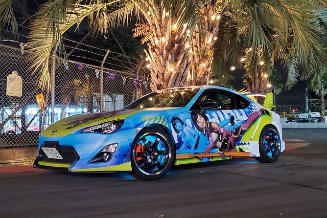 JDM Itasha trip to famous car meet up spot Daikoku Parking - Rainbow Bridge to Odaiba: the night skyline with reflections