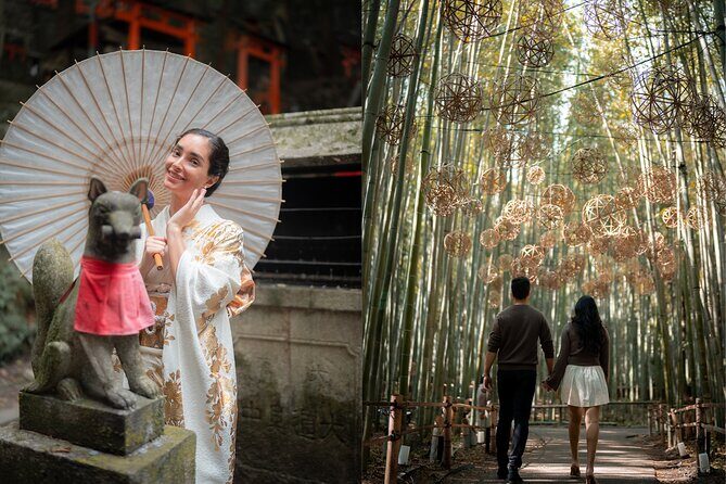 Kyoto Gion, Fushimi Inari, Arashiyama private Photoshoot - Swap options: Fushimi Inari and Arashiyama Bamboo Forest
