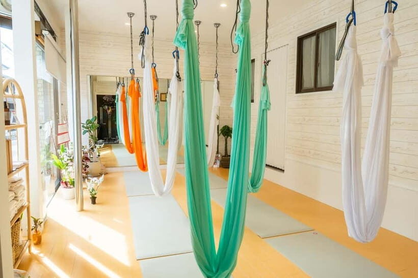 Kyoto: Private Aerial Yoga Class - Picking Low Aerial Yoga: calm, supported, and close to the mat