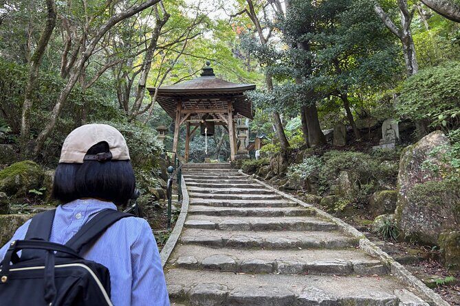 Mitaki Peace Tour Beyond Central Hiroshima - Arriving at Mitaki-dera: wooded calm, old structures, and peace memorial meaning