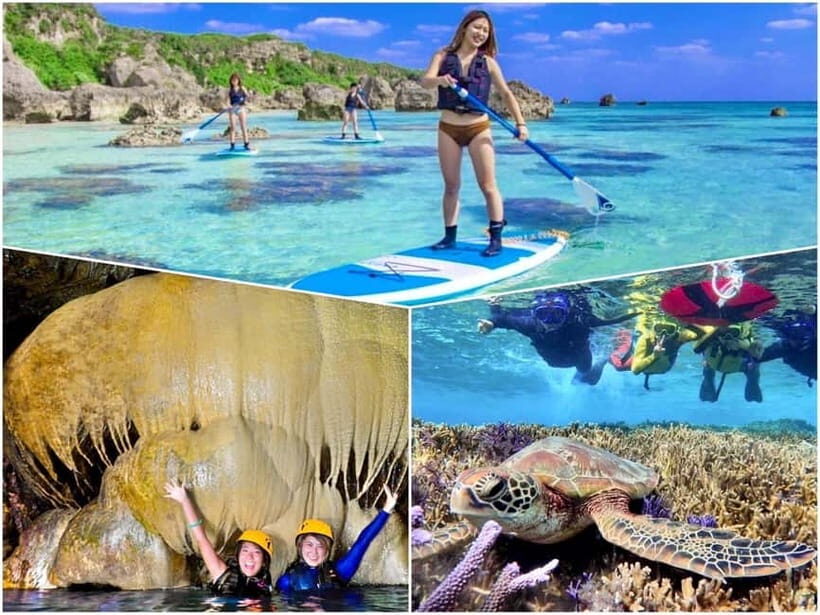 Miyako island: 3 sets! Snorkeling/Limestone Caving/Beach SUP - Imgya Marine Garden SUP Session: beginner-friendly, but still hands-on