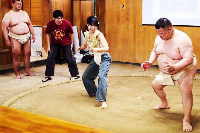 Osaka Sumo Experience with Live Show and Audience Challenge - The audience challenge: what it feels like to step into the ring