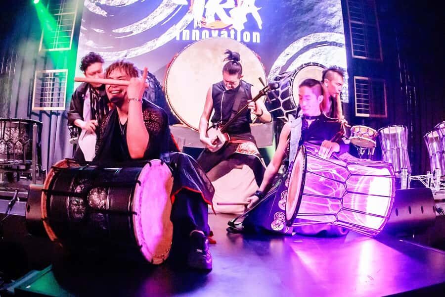 Osaka: UTAGE Japanese Taiko Live Show - The instrument lineup: taiko, shamisen, shakuhachi, and shinobue