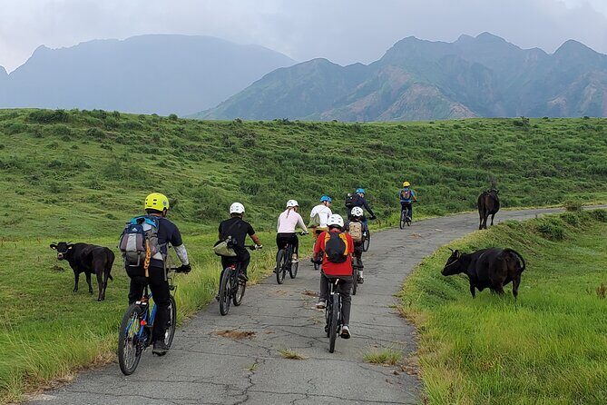 Private E-MTB guided cycling around Mt. Aso volcano & grasslands - Getting started at Aso Station: gear, test ride, and first views