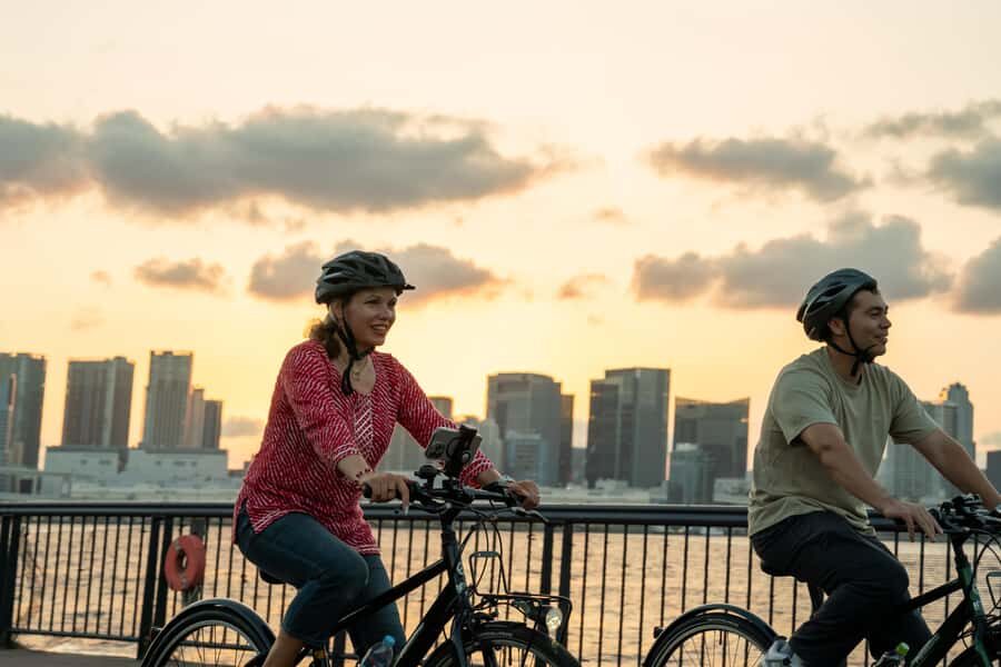 Tokyo Bay Area: Sunset Night View 3h E-bike Guided Bike Tour - Odaiba on an e-bike: Skytree views, Big Sight, and a 19.7m Gundam