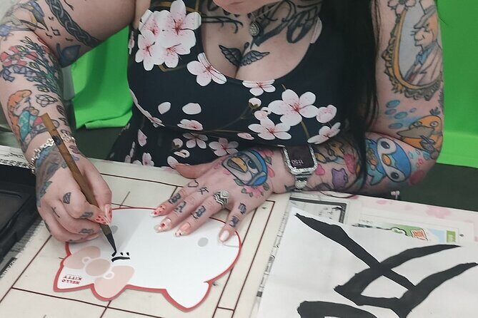 Tokyo Family Culture Workshop: Calligraphy, Origami &Yukata Photo - The calligraphy session: shikishi board, brush control, and meaningful kanji