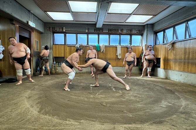 TOKYO , No1 Yokozuna Stable Morning Practice in Ryogoku - Ryogoku Kokugikan and the sumo arena vibe