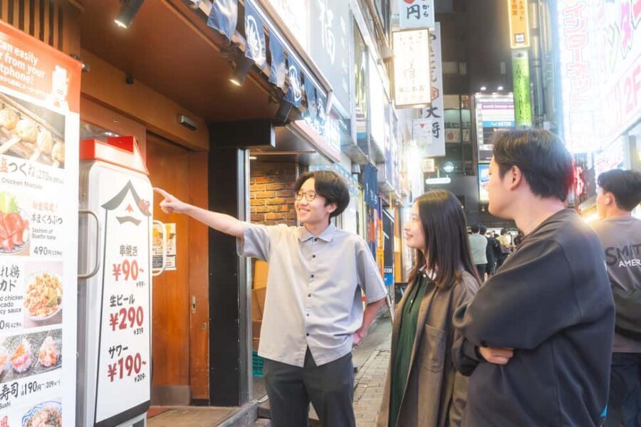 Tokyo: Shibuya Bar Crawl - 3 Drinks & Local Foods - - Stop 1: Shibuya Center-Gai for a solid first-round meal (75 minutes)