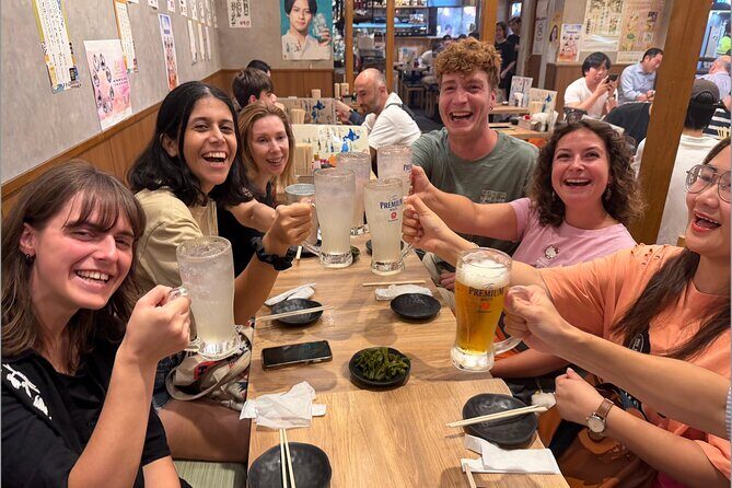 Tokyo Shinjuku Bar Hopping –Wagyu , Ramen & 7 Dishes - Stop 1: 鶏闘士一番街店 for skewers and an izakaya warm-up