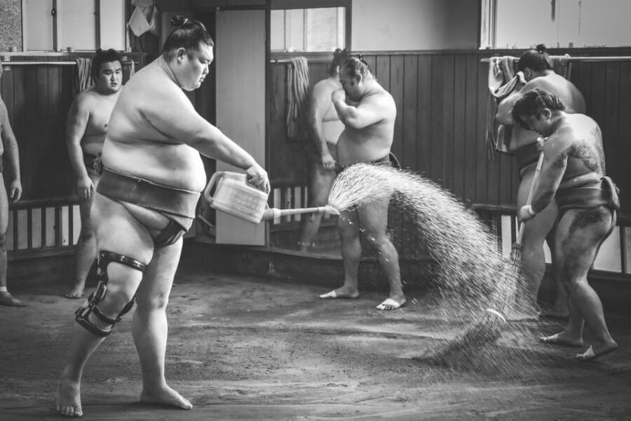 Tokyo: Sumo Morning Practice with journalists. Not fake show - Real Sumo Morning Practice in Ryogoku: what makes it worth $103