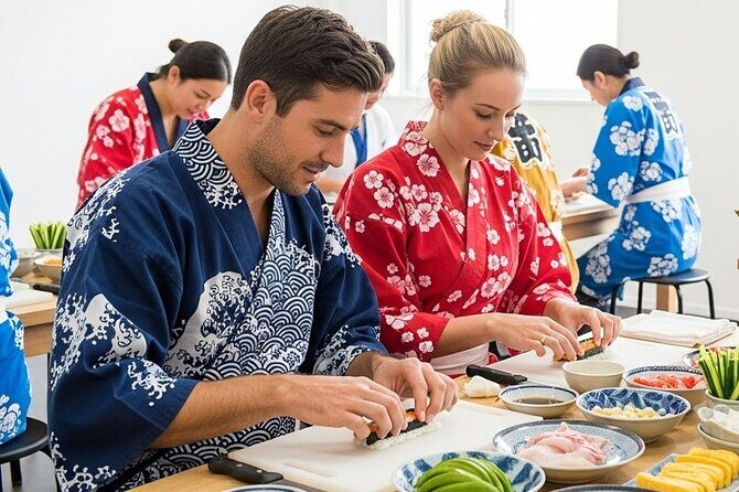 Tokyo Sushi Making Class : Sake Ceremony & Matcha Experience - The WASSHOI Salmon Mayo Gunkan: Modern Tokyo With a Torch Finish