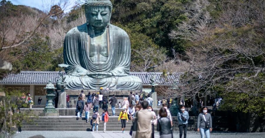 Trip to Kamakura & Enoshima: Shrines, Seaside, Temples &Tea - Shirahata Shrine with Koi Feeding: Red Torii to River Calm